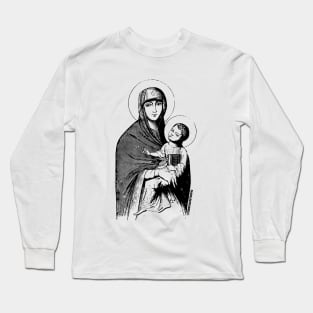 Icon of Mary and Jesus painted by Saint Luke Long Sleeve T-Shirt